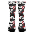 Red Snow Camouflage Print Crew Socks
