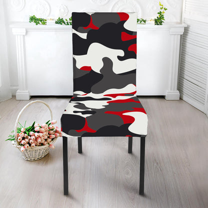 Red Snow Camouflage Print Dining Chair Slipcover