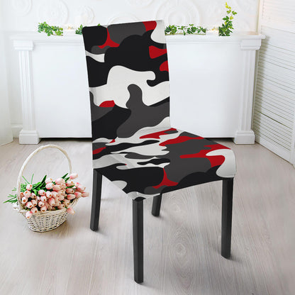 Red Snow Camouflage Print Dining Chair Slipcover