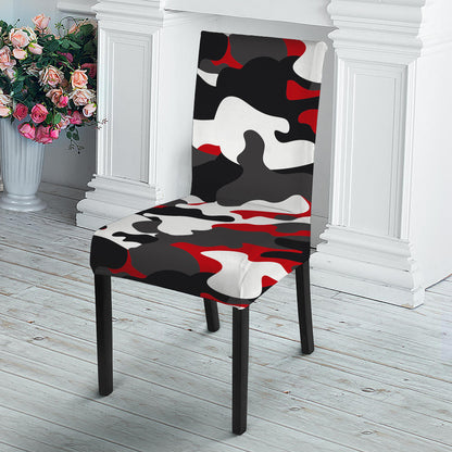 Red Snow Camouflage Print Dining Chair Slipcover