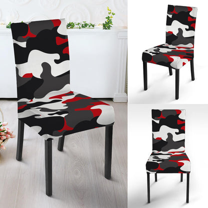 Red Snow Camouflage Print Dining Chair Slipcover