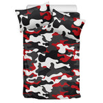 Red Snow Camouflage Print Duvet Cover Bedding Set