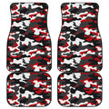 Red Snow Camouflage Print Front and Back Car Floor Mats