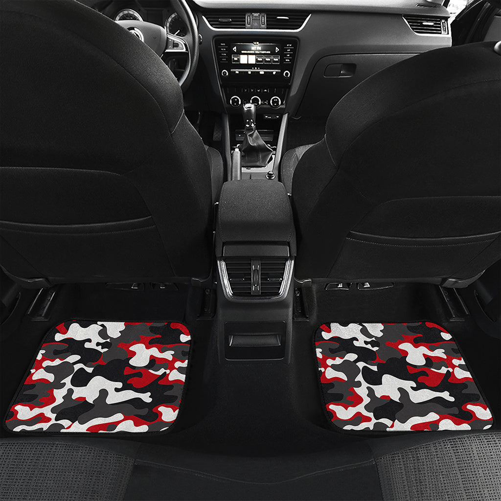 Red Snow Camouflage Print Front and Back Car Floor Mats