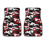 Red Snow Camouflage Print Front Car Floor Mats
