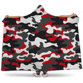 Red Snow Camouflage Print Hooded Blanket