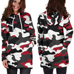 Red Snow Camouflage Print Hoodie Dress GearFrost