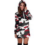 Red Snow Camouflage Print Hoodie Dress GearFrost