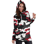 Red Snow Camouflage Print Hoodie Dress GearFrost