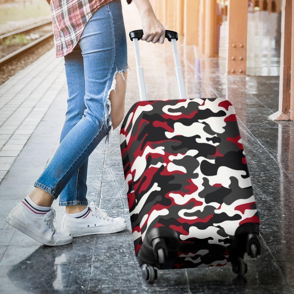 Red Snow Camouflage Print Luggage Cover GearFrost