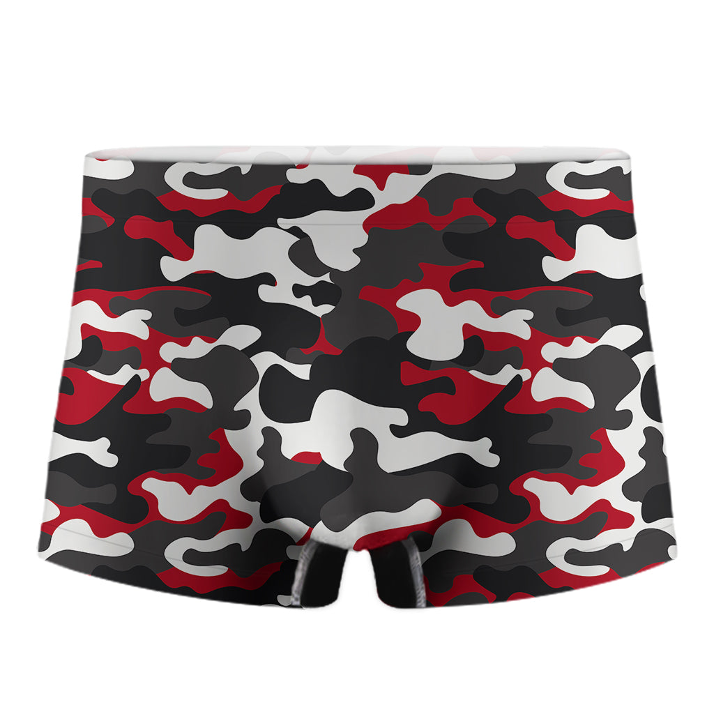 Red Snow Camouflage Print Men's Boxer Briefs