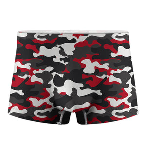 Red Snow Camouflage Print Men's Boxer Briefs