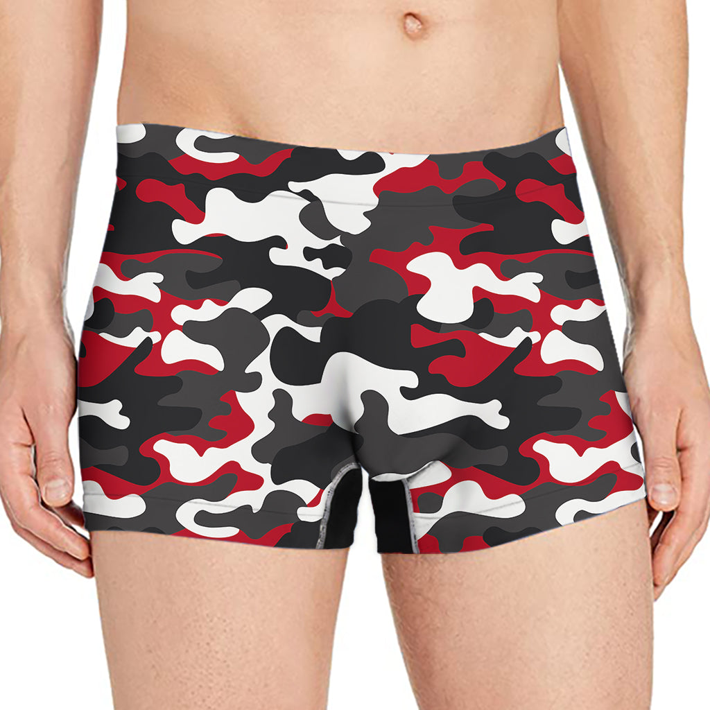 Red Snow Camouflage Print Men's Boxer Briefs