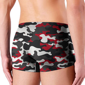 Red Snow Camouflage Print Men's Boxer Briefs