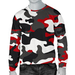 Red Snow Camouflage Print Men's Crewneck Sweatshirt GearFrost