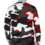 Red Snow Camouflage Print Men's Crewneck Sweatshirt GearFrost