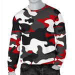 Red Snow Camouflage Print Men's Crewneck Sweatshirt GearFrost