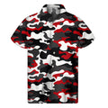 Red Snow Camouflage Print Men's Short Sleeve Shirt