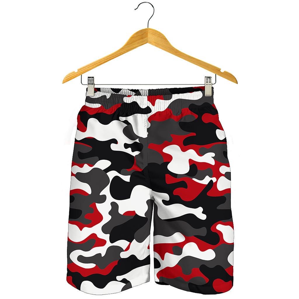 Red Snow Camouflage Print Men's Shorts