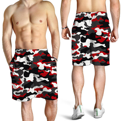 Red Snow Camouflage Print Men's Shorts