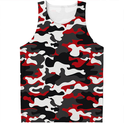 Red Snow Camouflage Print Men's Tank Top