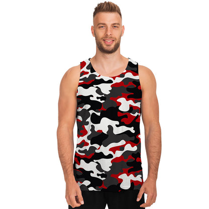 Red Snow Camouflage Print Men's Tank Top