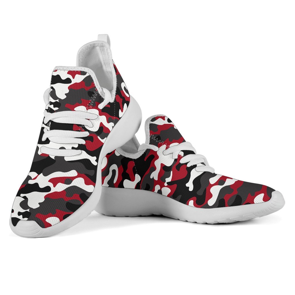 Red Snow Camouflage Print Mesh Knit Shoes GearFrost