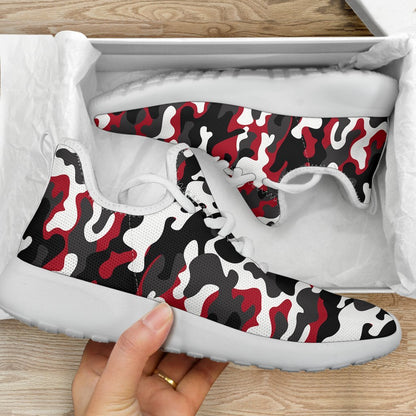 Red Snow Camouflage Print Mesh Knit Shoes GearFrost