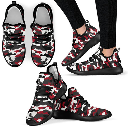 Red Snow Camouflage Print Mesh Knit Shoes GearFrost
