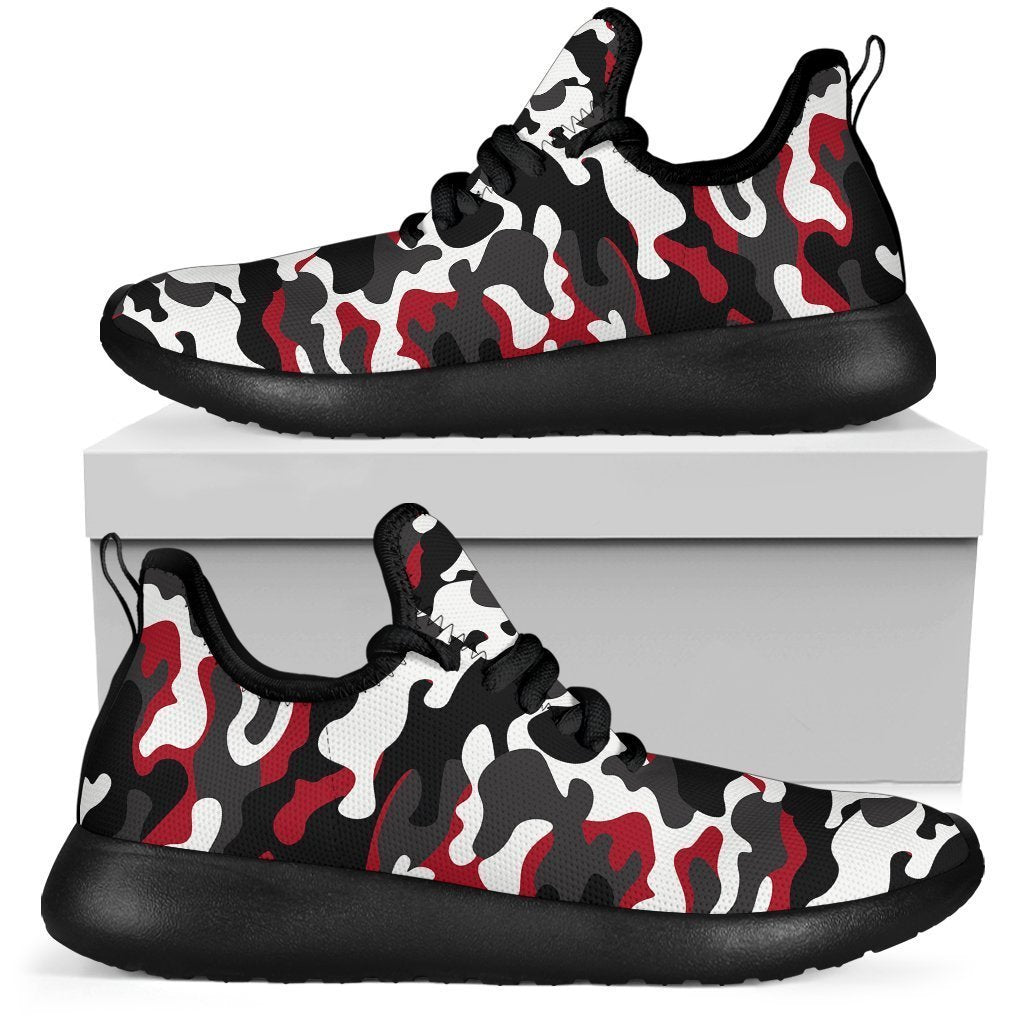 Red Snow Camouflage Print Mesh Knit Shoes GearFrost