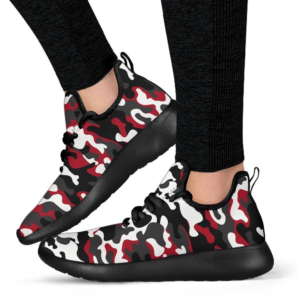 Red Snow Camouflage Print Mesh Knit Shoes GearFrost