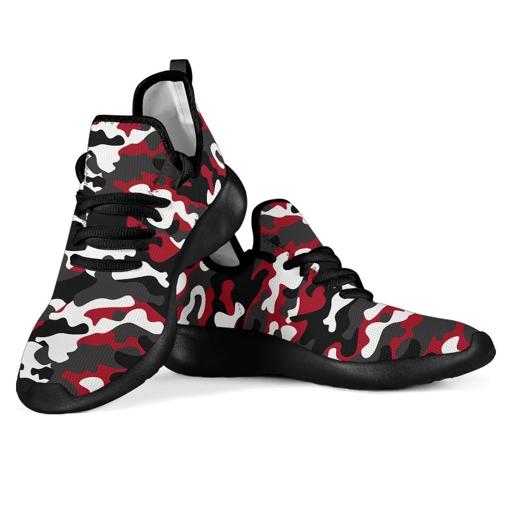 Red Snow Camouflage Print Mesh Knit Shoes GearFrost