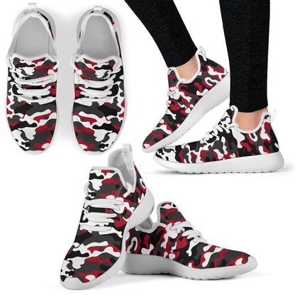 Red Snow Camouflage Print Mesh Knit Shoes GearFrost