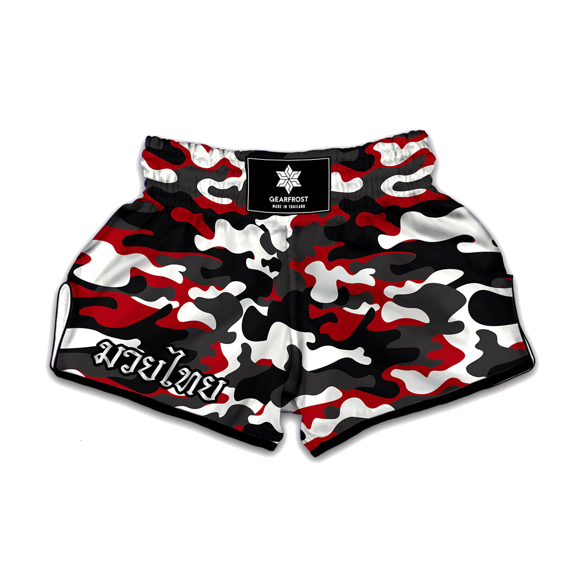 Red Snow Camouflage Print Muay Thai Boxing Shorts