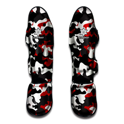 Red Snow Camouflage Print Muay Thai Shin Guard