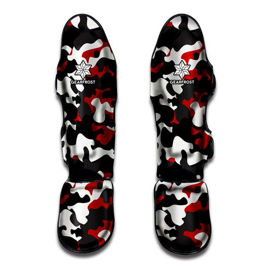 Red Snow Camouflage Print Muay Thai Shin Guard