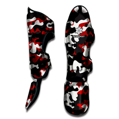 Red Snow Camouflage Print Muay Thai Shin Guard