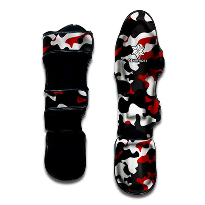 Red Snow Camouflage Print Muay Thai Shin Guard