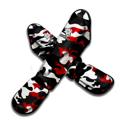 Red Snow Camouflage Print Muay Thai Shin Guard