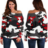 Red Snow Camouflage Print Off Shoulder Sweatshirt GearFrost