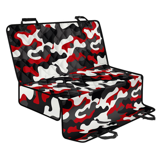 Red Snow Camouflage Print Pet Car Back Seat Cover