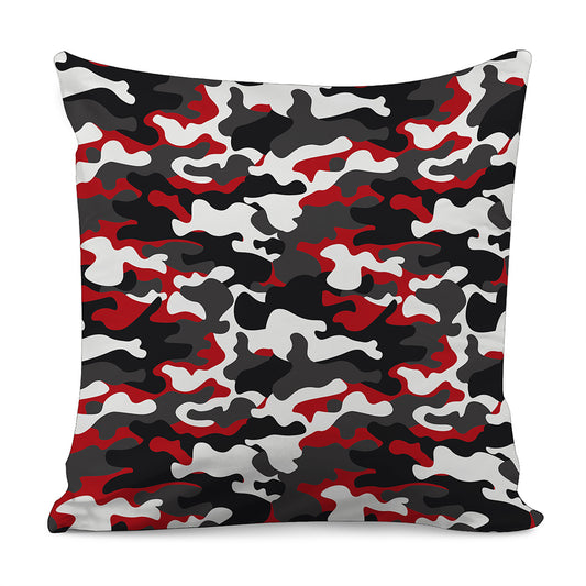 Red Snow Camouflage Print Pillow Cover