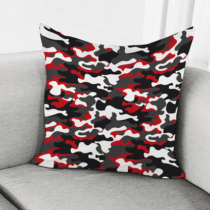 Red Snow Camouflage Print Pillow Cover