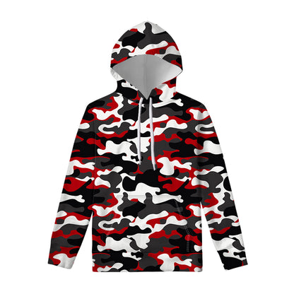 Red Snow Camouflage Print Pullover Hoodie