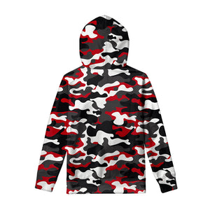 Red Snow Camouflage Print Pullover Hoodie