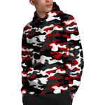 Red Snow Camouflage Print Pullover Hoodie