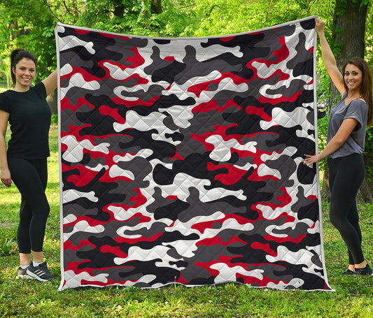 Red Snow Camouflage Print Quilt