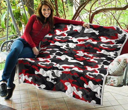 Red Snow Camouflage Print Quilt