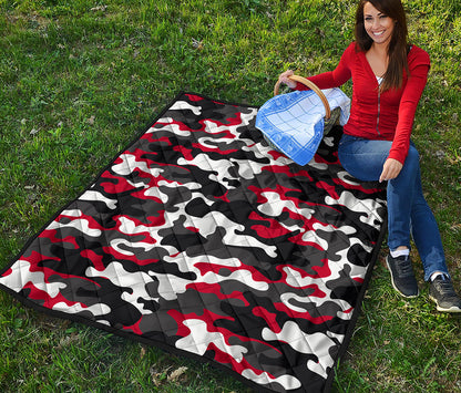 Red Snow Camouflage Print Quilt