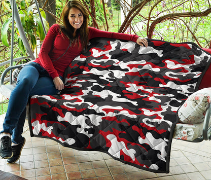 Red Snow Camouflage Print Quilt